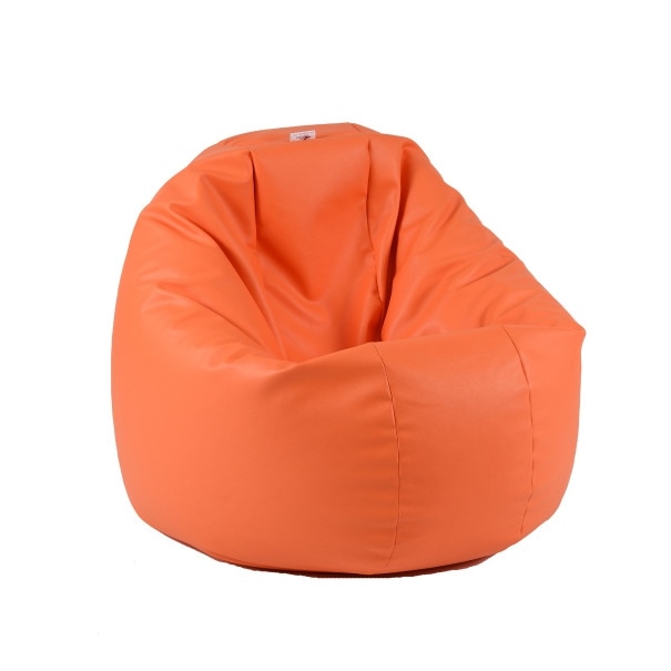 Fotoliu (Mediu) Relaxo XL - Orange (piele eco) umplut cu perle polistiren (beanbag marca Pufrelax) Fabricat in Romania