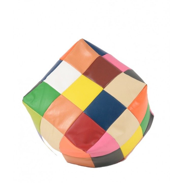 Pufrelax XL kis kocka babzsákfotel, polisztirol gyöngyökkel töltött, öko bőr, Romániában készült, mozaik minta