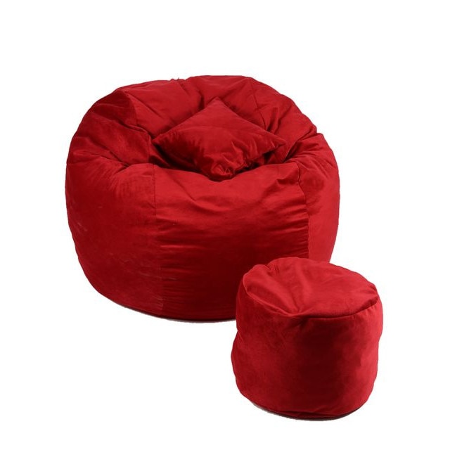 Set Fotoliu (Mare) King Size+Otoman+Perna decorativa - Red Diamond (Gama Diamond) husa detasabila, Transformabil in pat, Fabricat in Romania, umplut cu fulgi de burete memory mix®, marca Pufrelax