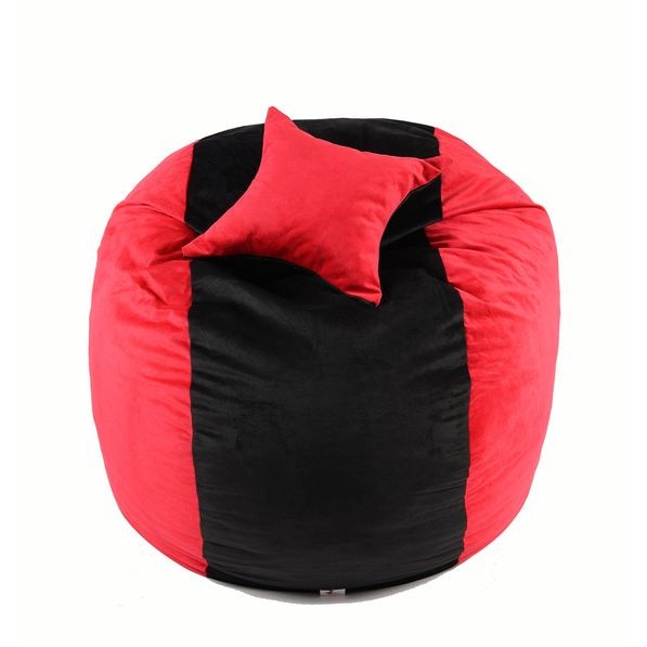 Set Fotoliu (Mare) King Size + Perna decorativa - Red & Black (Gama Diamond) husa detasabila, Transformabil in pat, Fabricat in Romania, umplut cu fulgi de burete memory mix®, marca Pufrelax