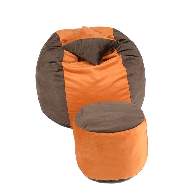 Set Fotoliu (Mediu) Matusalem+Otoman+Perna decorativa - Orange & Cinnamon (Gama Diamond) husa detasabila, Transformabil in pat, Fabricat in Romania, umplut cu fulgi de burete memory mix®, marca Pufrelax