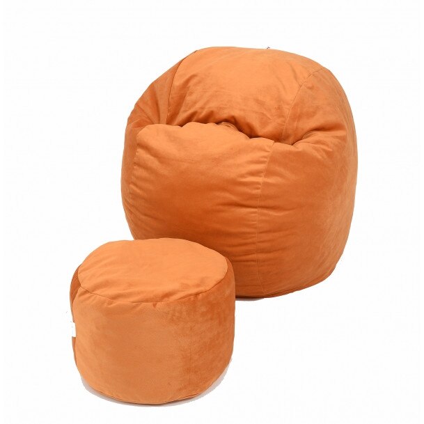 Set Fotoliu (Mediu) Matusalem + Otoman - Orange (Gama Diamond) husa detasabila, Transformabil in pat, Fabricat in Romania, umplut cu fulgi de burete memory mix®, marca Pufrelax