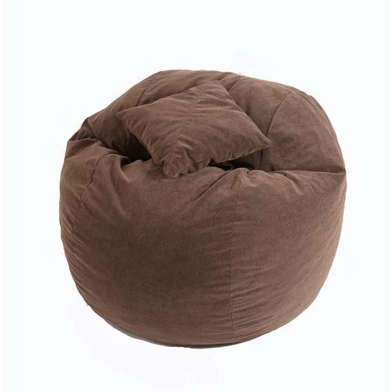 Set Fotoliu (Mediu) Matusalem + Perna decorativa - Brown Muffin (Gama Plush Diamond) husa detasabila, Transformabil in pat, Fabricat in Romania, umplut cu fulgi de burete memory mix®, marca Pufrelax