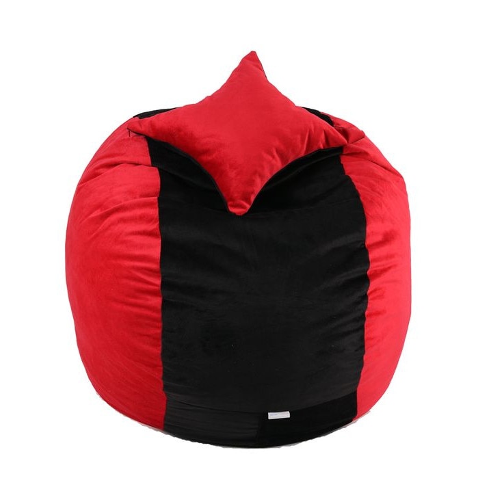 Set Fotoliu (Mediu) Matusalem + Perna decorativa - Red & Black (Gama Diamond) husa detasabila, Transformabil in pat, Fabricat in Romania, umplut cu fulgi de burete memory mix®, marca Pufrelax