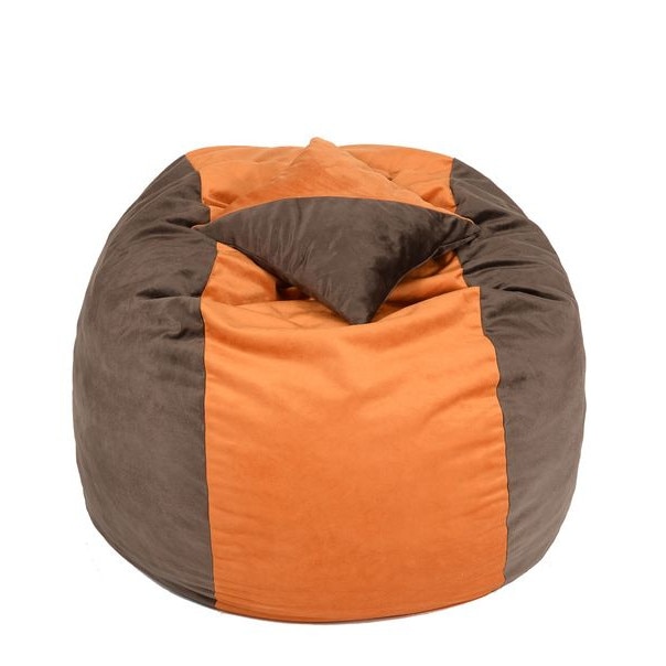 Set Fotoliu (Mediu) Matusalem + Perna decorativa - Orange & Cinnamon (Gama Diamond) husa detasabila, Transformabil in pat, Fabricat in Romania, umplut cu fulgi de burete memory mix®, marca Pufrelax