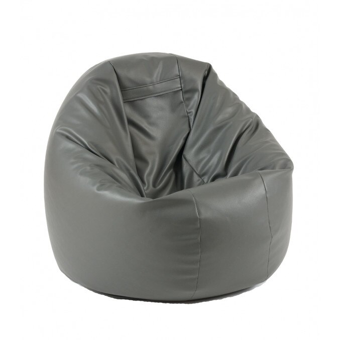 Fotoliu (Mediu) Relaxo XL - Gri (piele eco) umplut cu perle polistiren (beanbag marca Pufrelax) Fabricat in Romania