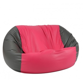 Fotoliu Pufrelax tip Canapea R2 - Gri & Roz, marime mare, piele eco, umpluta cu perle de polistiren Fotoliu Pufrelax tip Canapea R2 - Gri & Roz, marime mare, piele eco, umpluta cu perle de polistiren