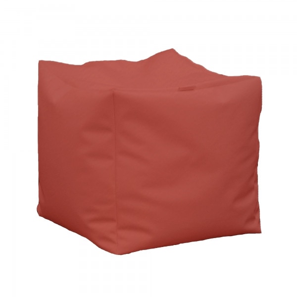 Fotoliu (Mic) Taburet Cub - Rosu (piele eco) umplut cu perle polistiren (beanbag marca Pufrelax) Fabricat in Romania