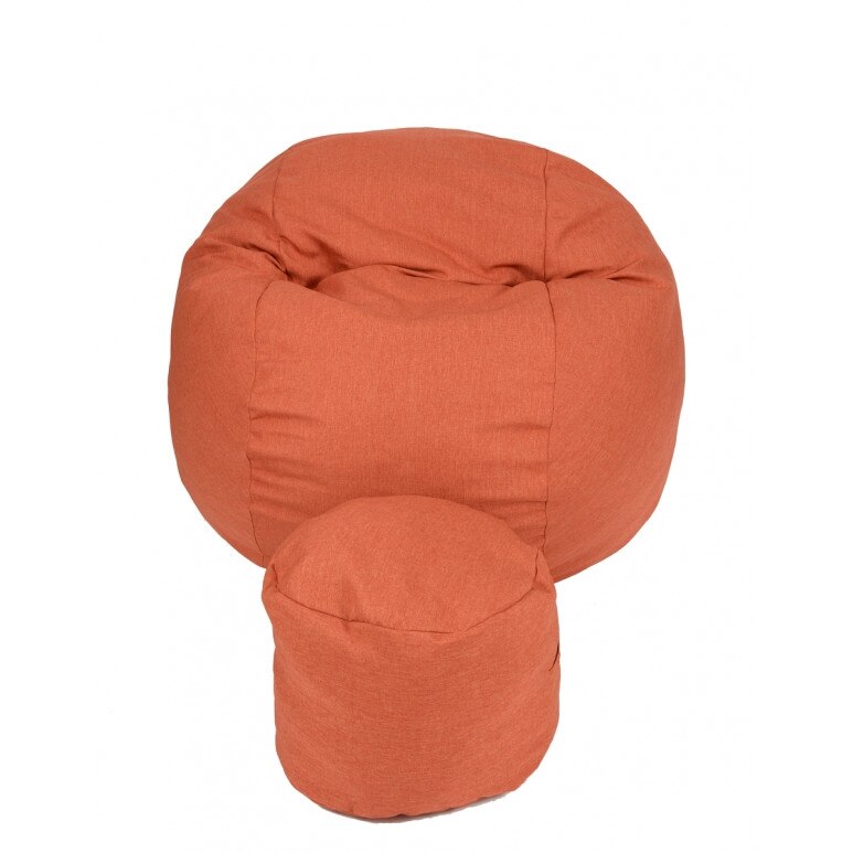 Set Fotoliu (Mediu) Matusalem + Otoman - Savana Orange (Gama Savana) husa detasabila, Transformabil in pat, Fabricat in Romania, umplut cu fulgi de burete memory mix®, marca Pufrelax