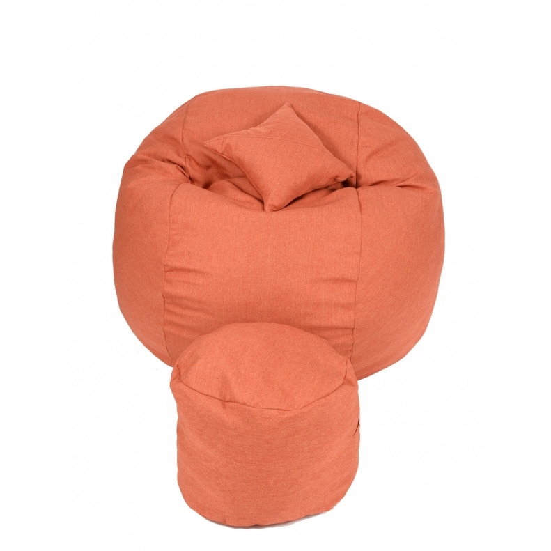 Set Fotoliu (Mediu) Matusalem+Otoman+Perna decorativa - Savana Orange (Gama Savana) husa detasabila, Transformabil in pat, Fabricat in Romania, umplut cu fulgi de burete memory mix®, marca Pufrelax