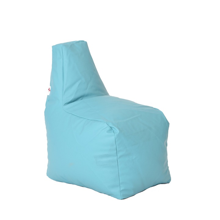 Fotoliu pentru copii (2-8 ani) Sunlounger Junior, Turcoaz (piele eco), umplut cu perle polistiren