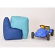 Fotoliu pentru copii (2-8 ani) Sunlounger Junior, Violet (piele eco), umplut cu perle polistiren