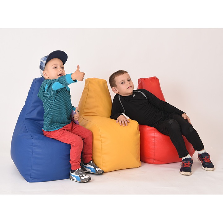 Fotoliu pentru copii (2-8 ani) Sunlounger Junior, Violet (piele eco), umplut cu perle polistiren