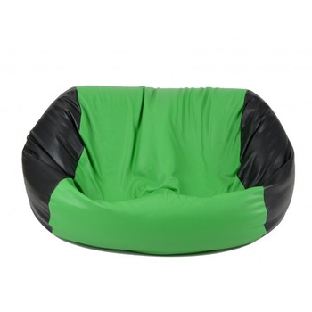 Fotoliu Pufrelax tip Canapea R2 - Verde & Negru, marime mare, piele eco, umpluta cu perle de polistiren Fotoliu Pufrelax tip Canapea R2 - Verde & Negru, marime mare, piele eco, umpluta cu perle de polistiren