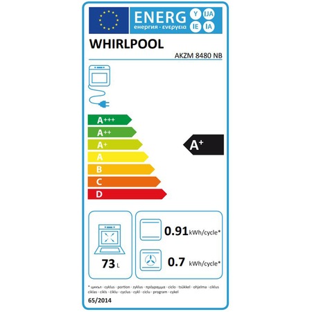 Cuptor incorporabil Whirlpool AKZM 8480 NB, Electric, 73l, Autocuratare pirolitica, 6th Sense, Cook3, Ready2Cook, Grill, Timer, Soft close, Clasa A+, Negru