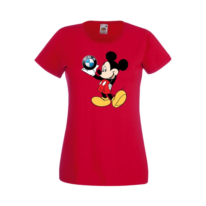 Tricou de dama Mickey Mouse Minnie Mouse Minnie Mouse Mickey Mouse Disney Tralala Mickey Mouse BMW, Rosu, 2XL