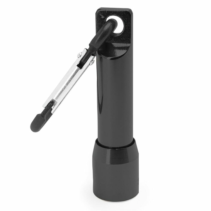 Mini LED zseblámpa karabineres kulcstartóval, Createur, fekete, 6,5 cm