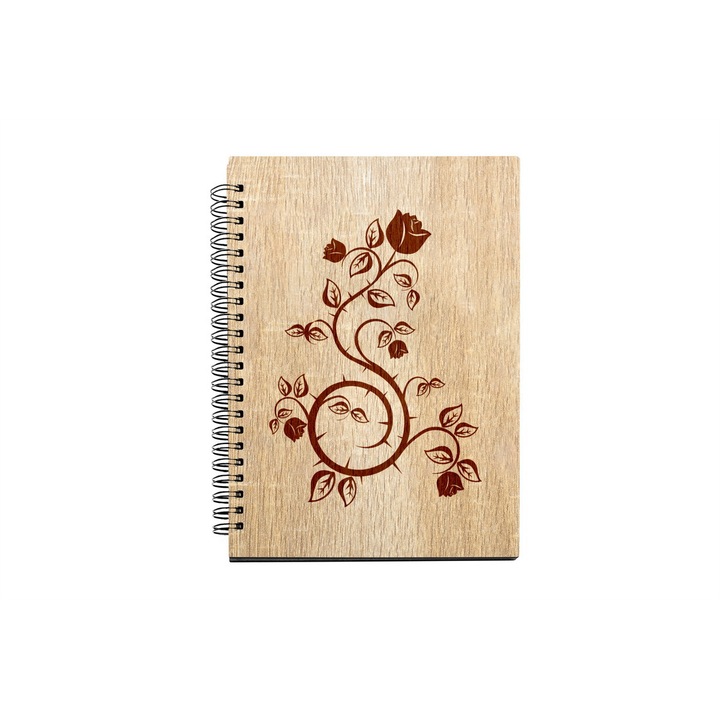 Agenda A5 nedatata cu spirala, MDF, DekoLaser, 15,5 x 21 cm - AG1100C1