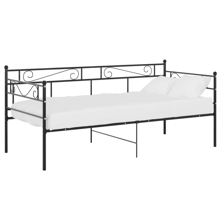vidaXL fekete fém kanapéágykeret 90 x 200 cm, 14.9 kg