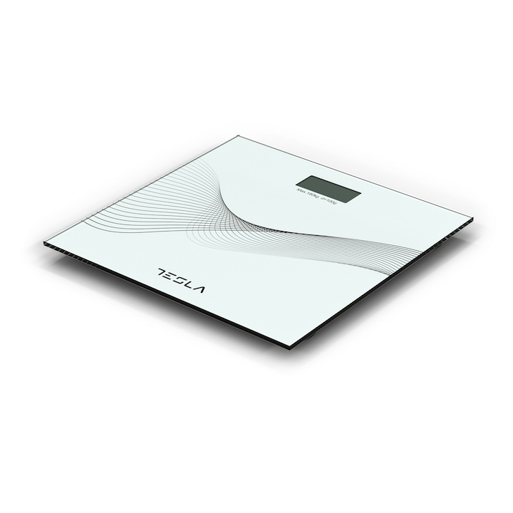 Cantar corporal Tesla BS103W, 180kg, baterii 2xAAA, 30x30cm, Alb