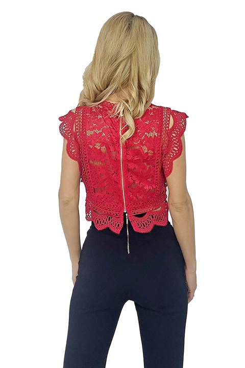 Дантелена риза без ръкави Ryna, червена, размер S/M