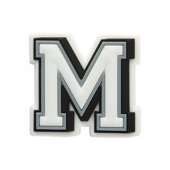 Аксесоар Crocs, Jibbitz, Щифт за запушване, Синтетичен, Буква M, Бял