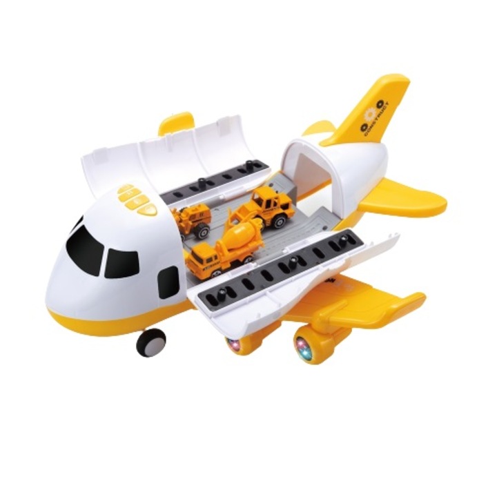Avion cu lumina si muzica, Caro Toys, Cargo Transporter, Multicolor, 41x37.5x21.5 cm