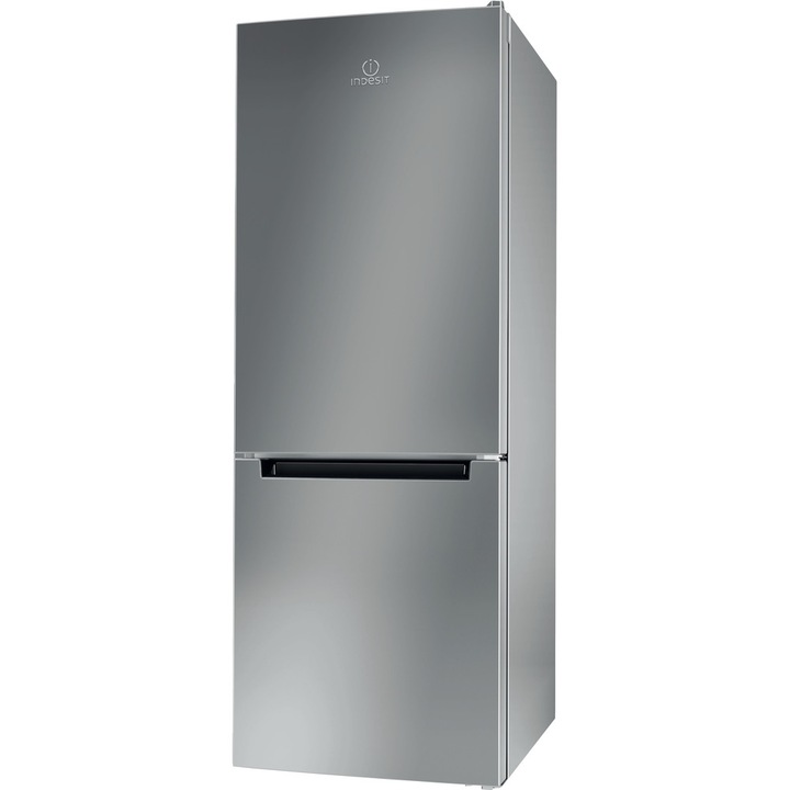Combina frigorifica Indesit LI6 S1E S, 272 l, LowFrost, Silent Cooling, Clasa F, Inox