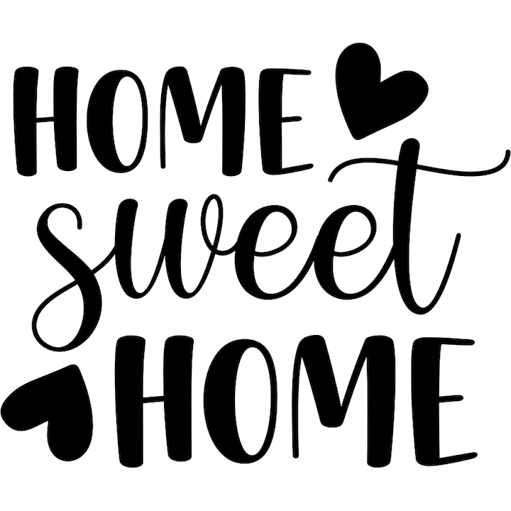 Декоративен стикер за стена, Home sweet home, 30x45cm, черен