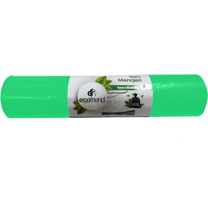 Saci menajeri, verde, Ecofriend 240 L, 10 bucati/rola