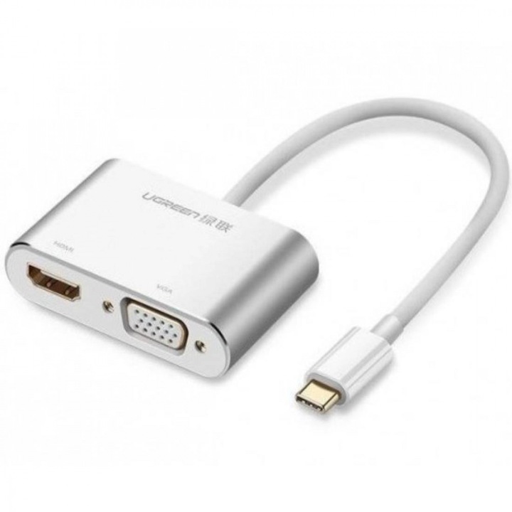 Convertor usb-c la hdmi si vga, compatibil cu thunderbolt 3 port, Argint