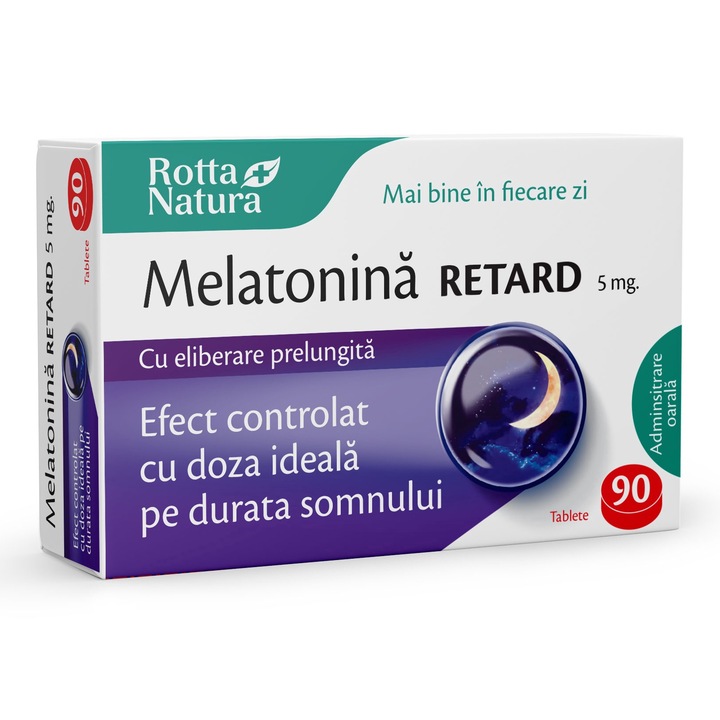 Melatonina Retard cu eliberare prelungita 5 mg, Rotta Natura, 90 tablete