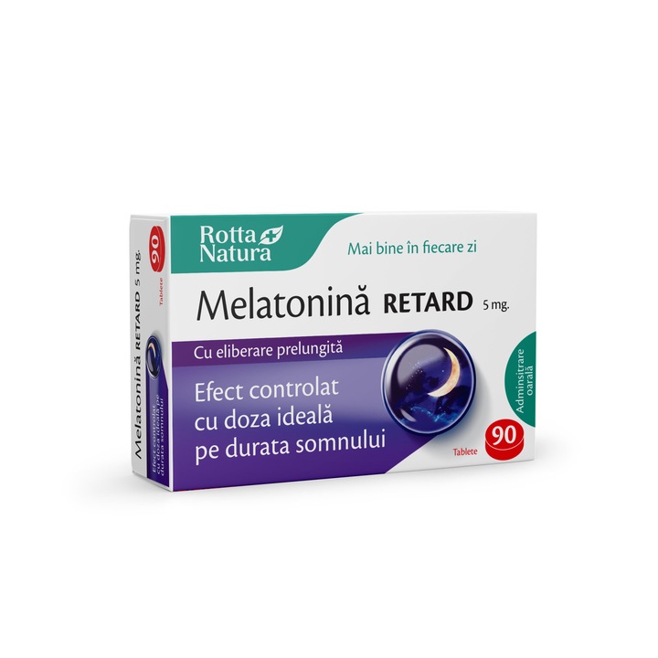 Melatonina Retard cu eliberare prelungita 5 mg, Rotta Natura, 90 tablete