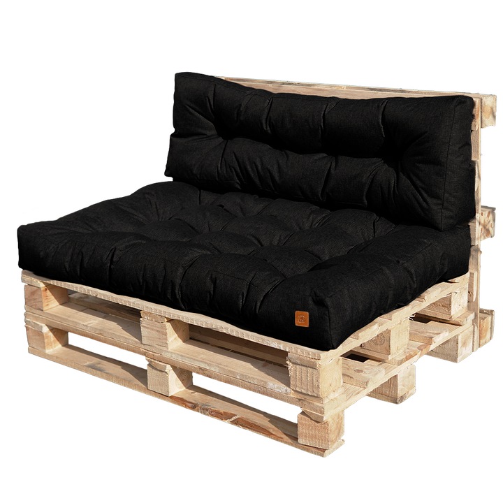 Steppelt kerti párnák készlete europallet bútorokhoz, Fekete, 120 x 40 cm, Blomster