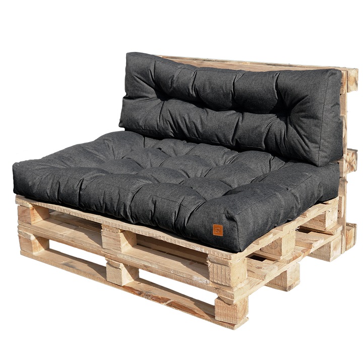 Steppelt kerti párnák készlete europallet bútorokhoz, sötétszürke, 120 x 40 cm