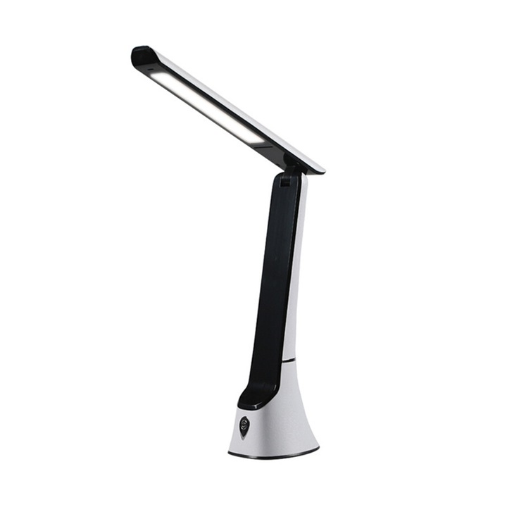 Lampa de birou moderna, tip veioza pliabila, LED Book Light, USB, 2700 – 5000K, 5W, cablu 1m, lumina de veghe, alb