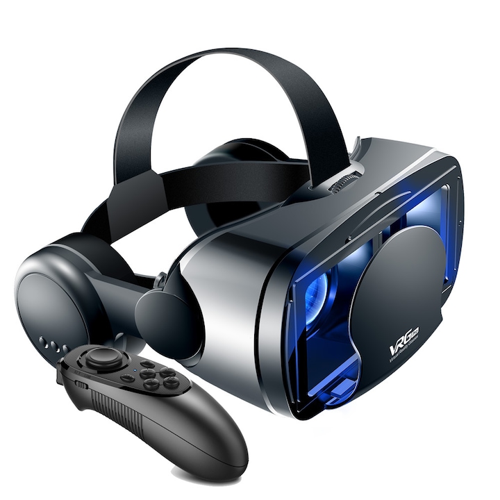 VR очила NUODWELL, Вградени слушалки, С дистанционно управление, 120°, Управление с независим клавиш, Черен