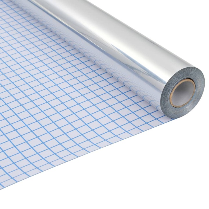 Folie fereastra vidaXL, Polietilena, 0.9 x 5 m, Argintiu