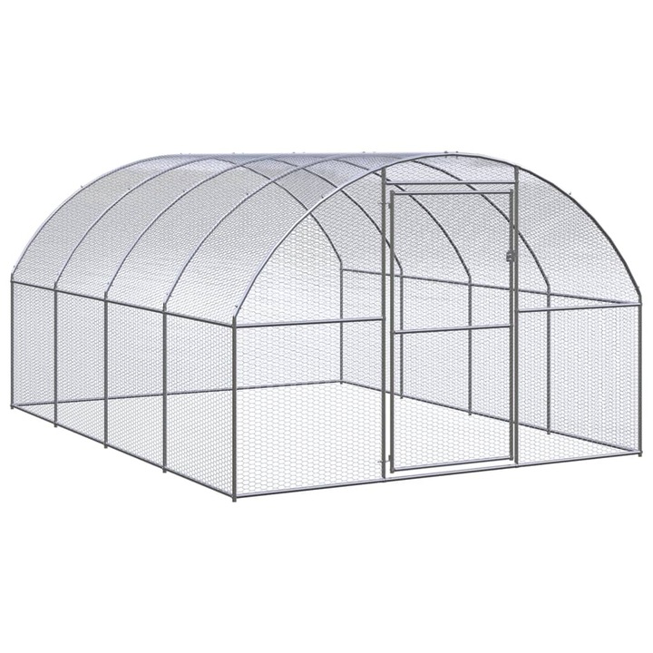 Cotet de gaini pentru exterior vidaXL, 3x4x2 m, otel zincat, 35.75 kg