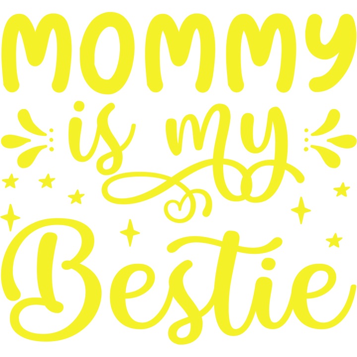 Scktier decorativ pentru perete, Mommy is my bestie, 45x30cm, galben