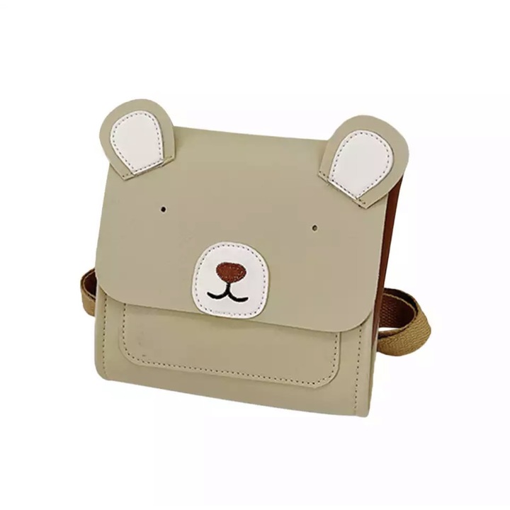 Rucsac pentru copii, model ursulet, piele ecologica, bej