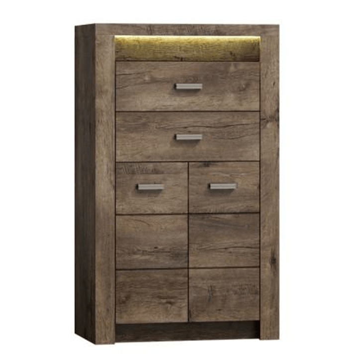 Comoda 2 usi 2 sertare pal frasin inchis Infinity 76x42x127 cm