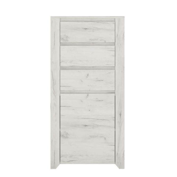 Komód 3 fiók 1 ajtó halvány fehér kézműves Angel 56x40,2x116,3 cm