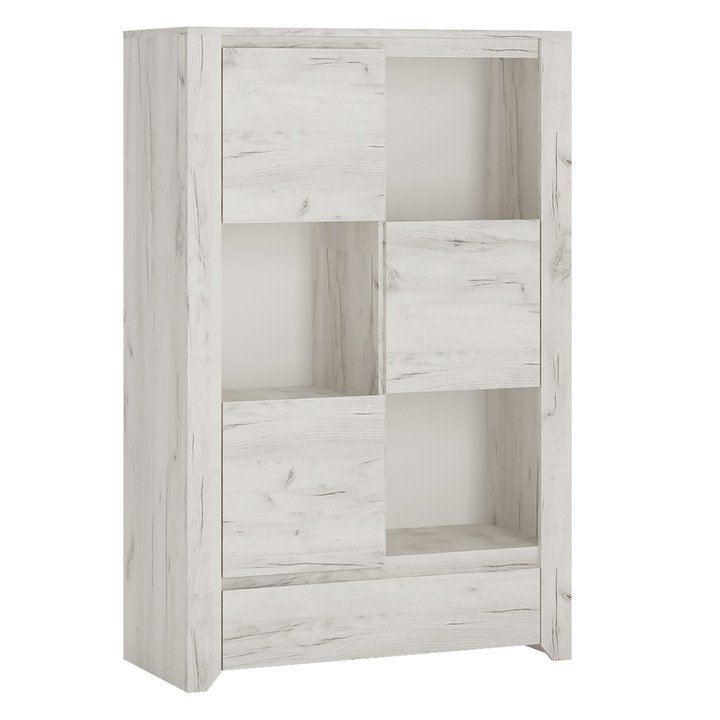 Komód 3 ajtós 1 fiók halvány fehér kézműves Angel 84x40x131 cm