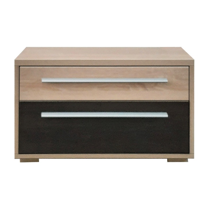 Comoda Puerta 2 sertare inegale, sonoma/ wenge, 750x450x450mm