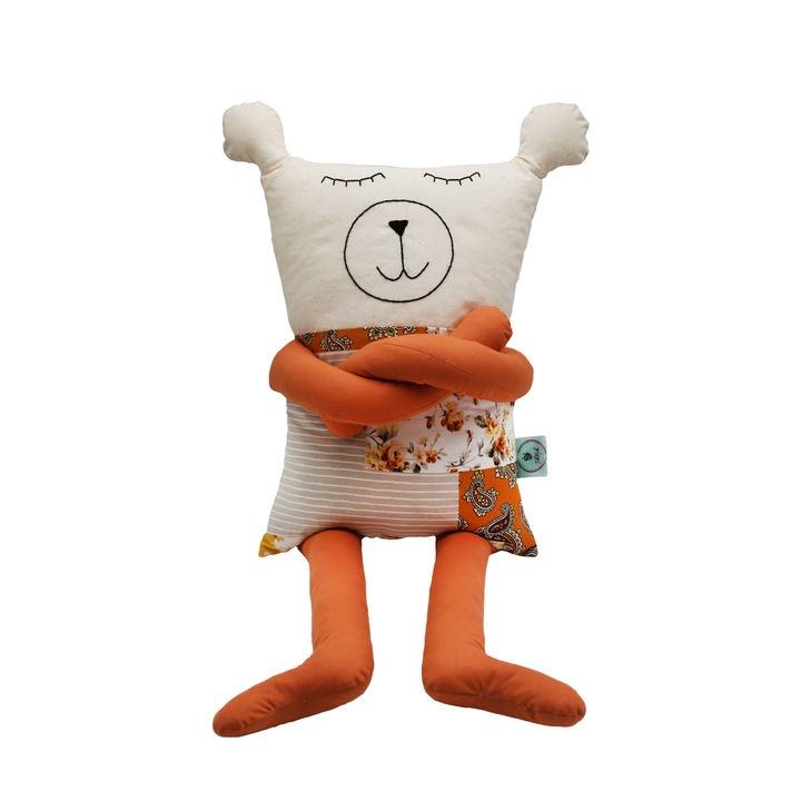 Papusa handmade pentru copii, din bumbac cu umplutura hipoalergenica 80 cm ursuletul Nora