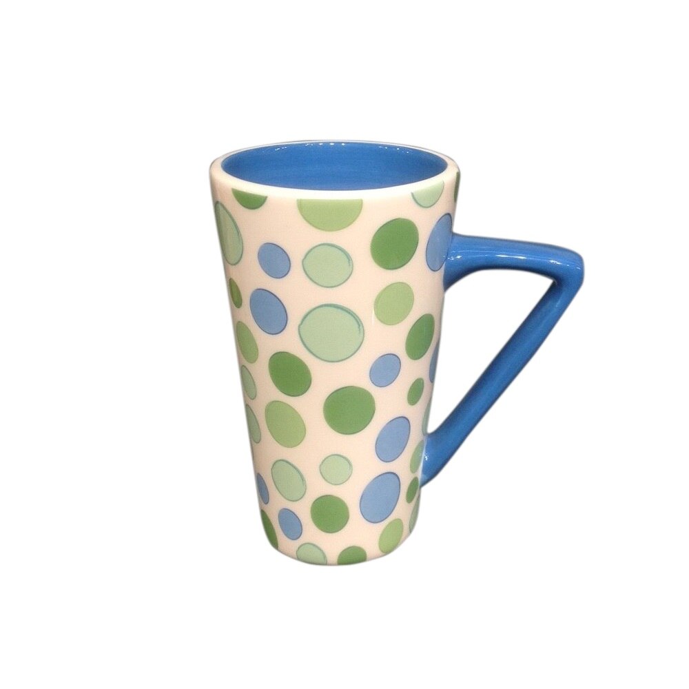 Cana de ceai inalta, Livada cu ceai, Buline, Bej/Albastru/Verde, Portelan, 0.3 l