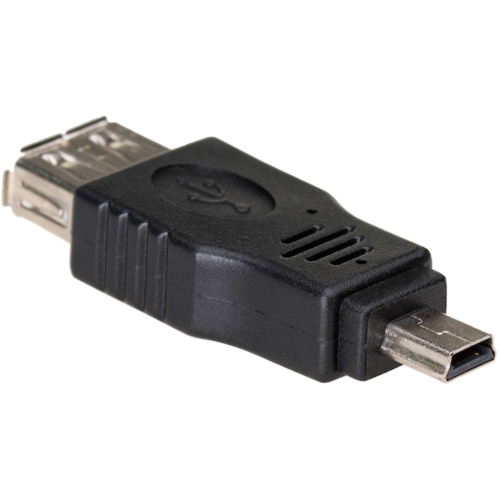 Адаптер Akyga AK-AD-07, USB-A към mini USB-B, (5-pin), USB-A, USB mini B 5-pin, черен