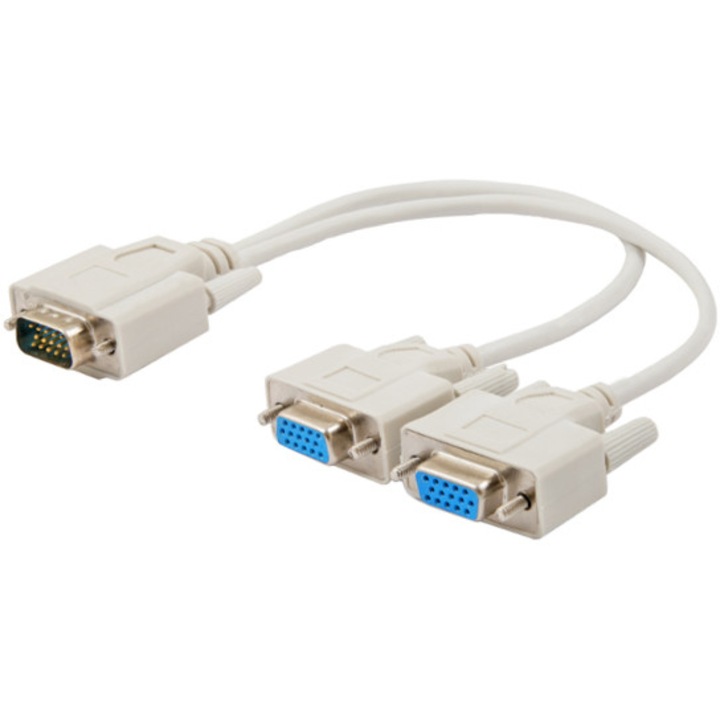 Adapter Savio CL-66, VGA (D-Sub) - 2xVGA (D-Sub), fehér