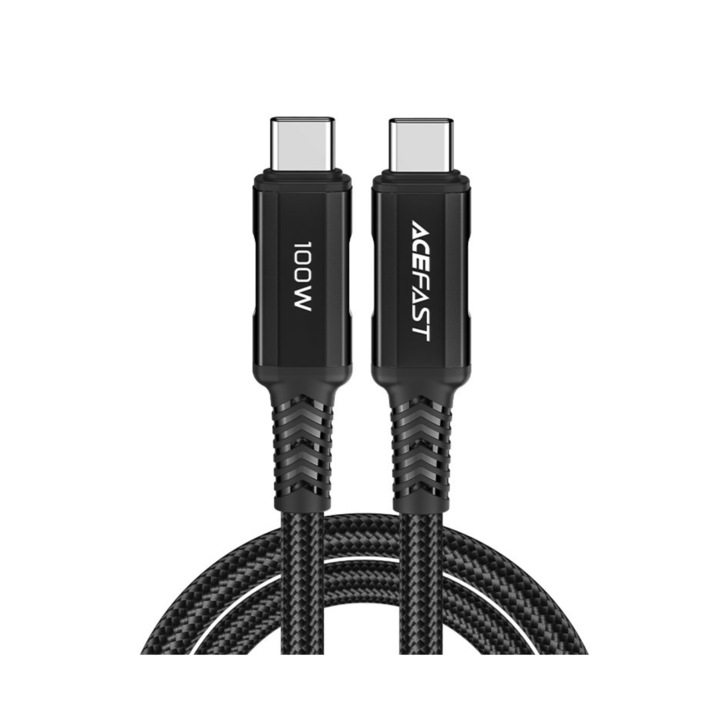 Универсален кабел за бързо зареждане и пренос на данни Type C- Type C, 2m, Reinforced, Black